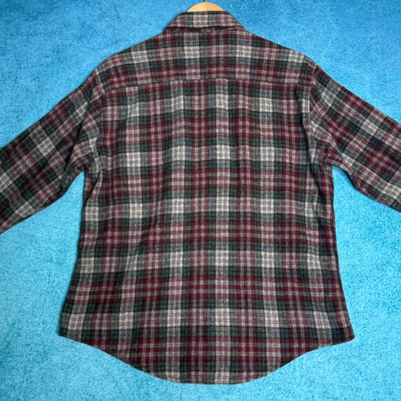 VTG Wild River Wool Shirt Men’s Plaid Gray Red Made in Korea Shacket Sz L - Picture 9 of 13